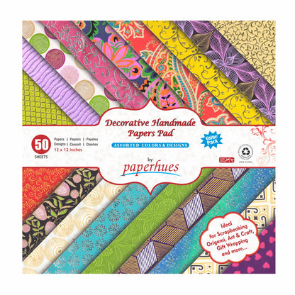 Creative Palette: Decorative Scrapbook Papers 12x12" Pad, 50 Sheets, Assorted Colors