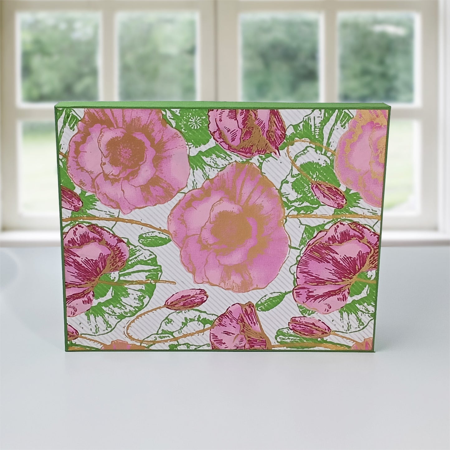 Rectangular Cardboard Gift Box in Silk Screened Handmade Paper