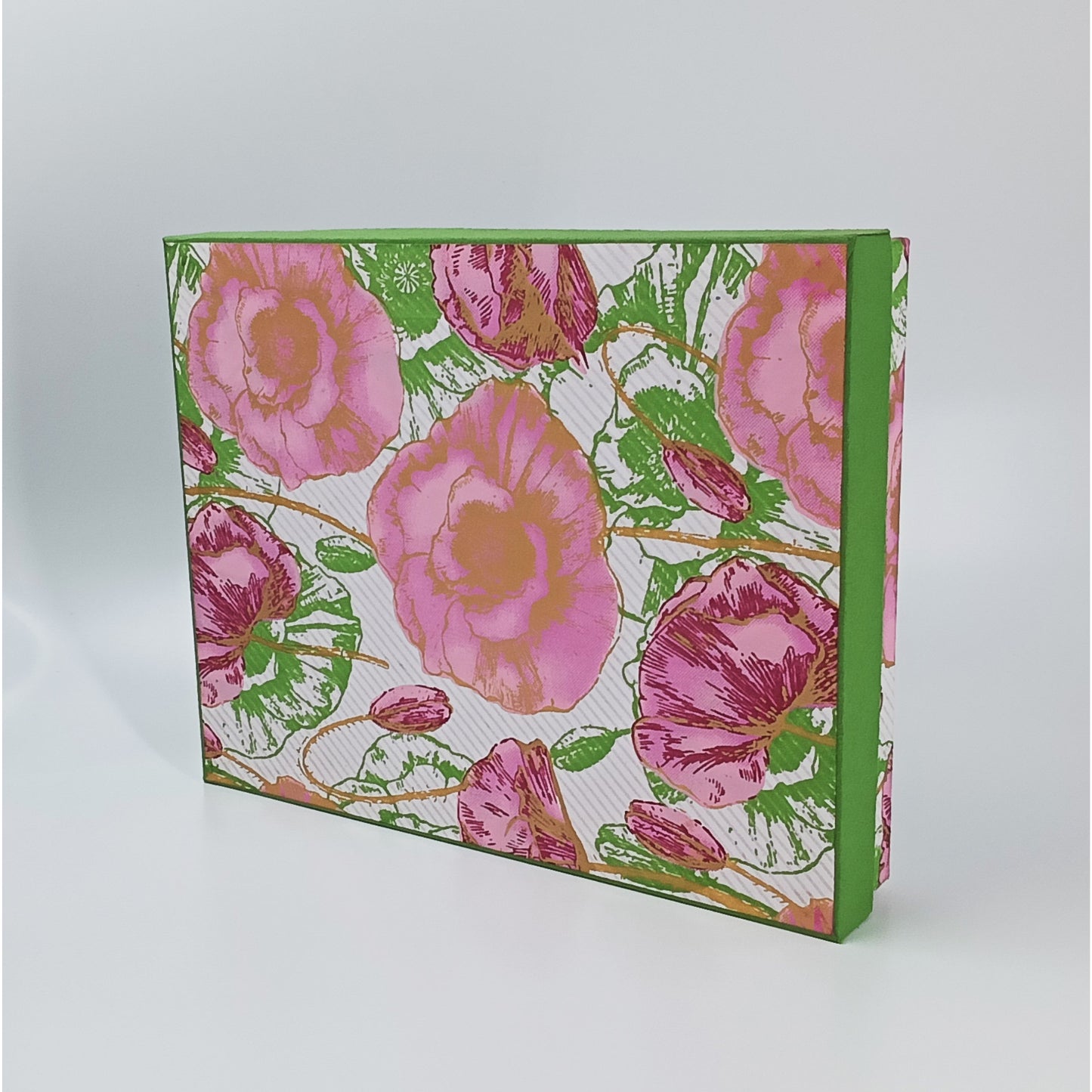 Rectangular Cardboard Gift Box in Silk Screened Handmade Paper