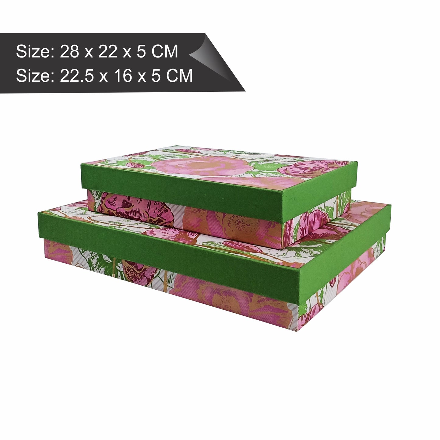 Rectangular Cardboard Gift Box in Silk Screened Handmade Paper