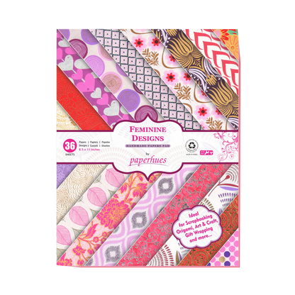 Paperhues Feminine Designs Collection Scrapbook Paper 8.5x11" Pad 36 Sheets