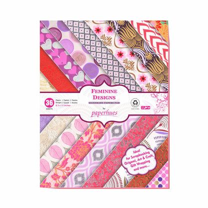 Paperhues Feminine Designs Collection Scrapbook Paper 8.5x11" Pad 36 Sheets