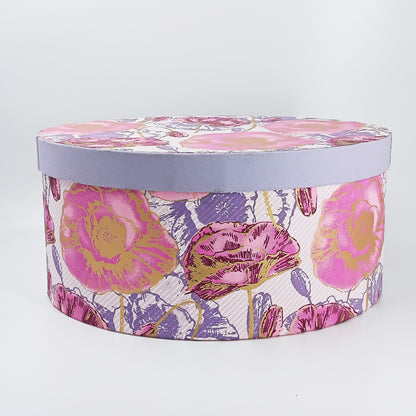 Oval Cardboard Gift Box in Silk Screened Handmade Paper