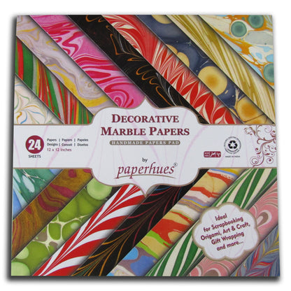 Paperhues Marbled Handmade Scrapbook Papers: 12x12" Pad with 24 Sheets