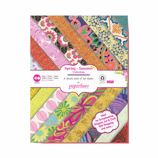 Blooming Creations: Spring-Summer Decorative Handmade Scrapbook Paper 8.5x11" Pad, 40 Sheets