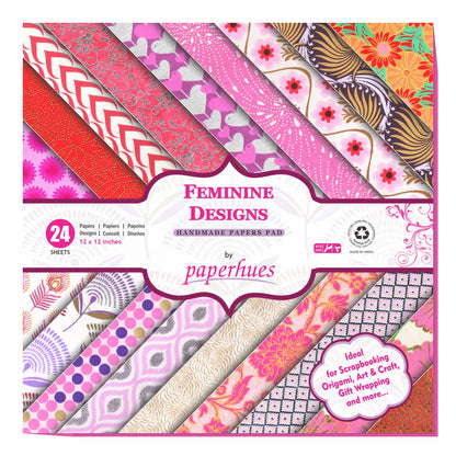 Paperhues Feminine Designs Collection Scrapbook Paper: 12x12" Pad, 24 Sheets