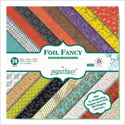 Paperhues Foil Fancy Collection Handmade Scrapbook Papers: 12x12" Pad, 24 Sheets