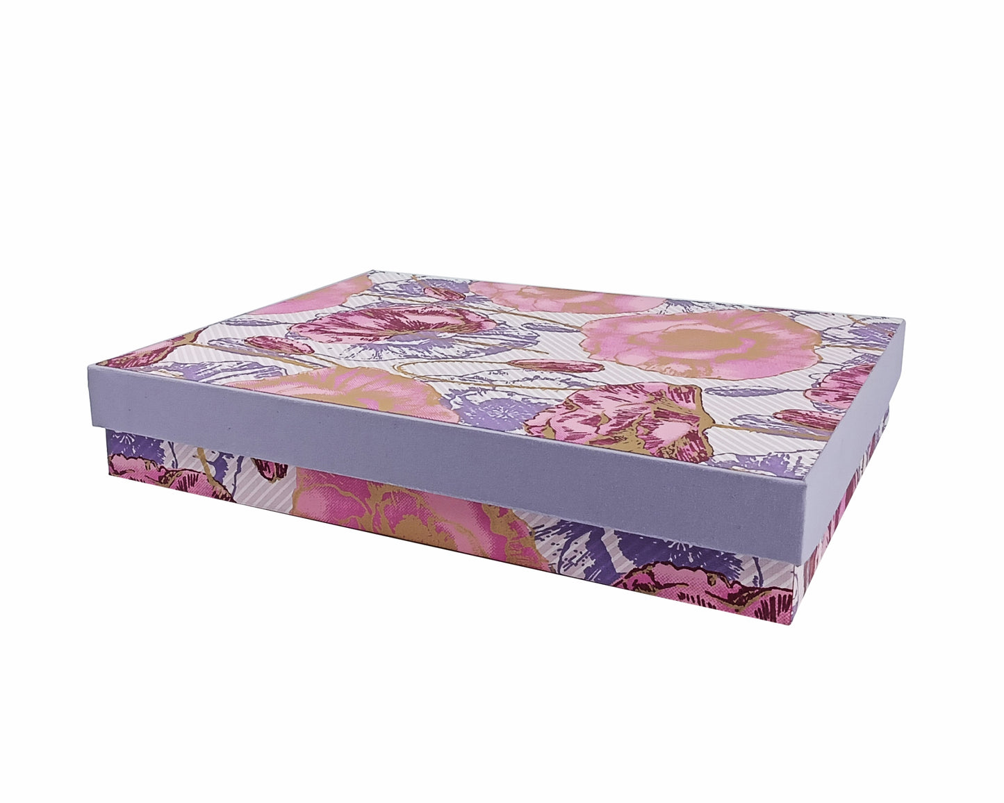 Rectangular Cardboard Gift Box in Silk Screened Handmade Paper