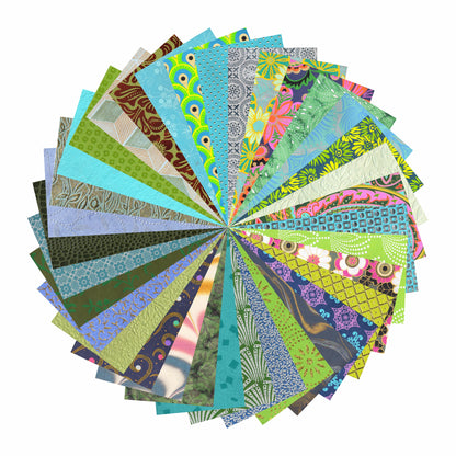 Paperhues Cool Colors Collection Handmade Scrapbook Papers: 8.5x11" Pad, 36 Sheets