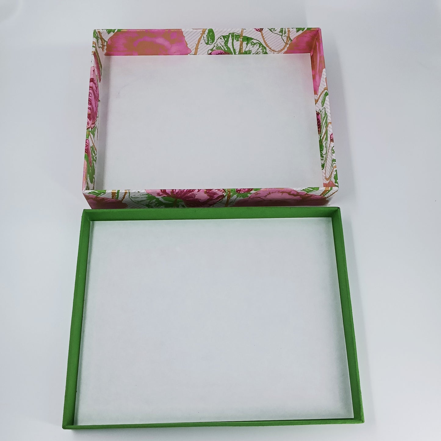 Rectangular Cardboard Gift Box in Silk Screened Handmade Paper