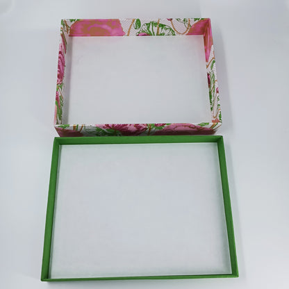 Rectangular Cardboard Gift Box in Silk Screened Handmade Paper