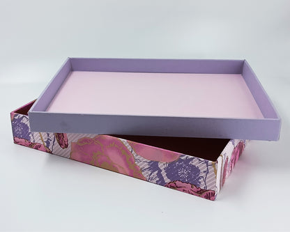 Rectangular Cardboard Gift Box in Silk Screened Handmade Paper