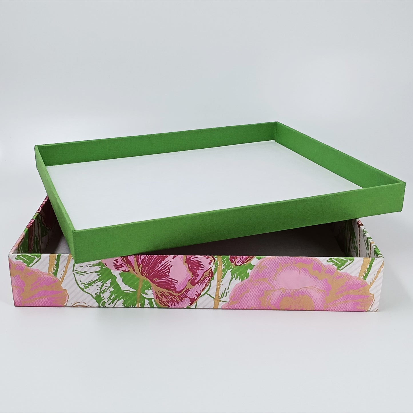 Rectangular Cardboard Gift Box in Silk Screened Handmade Paper