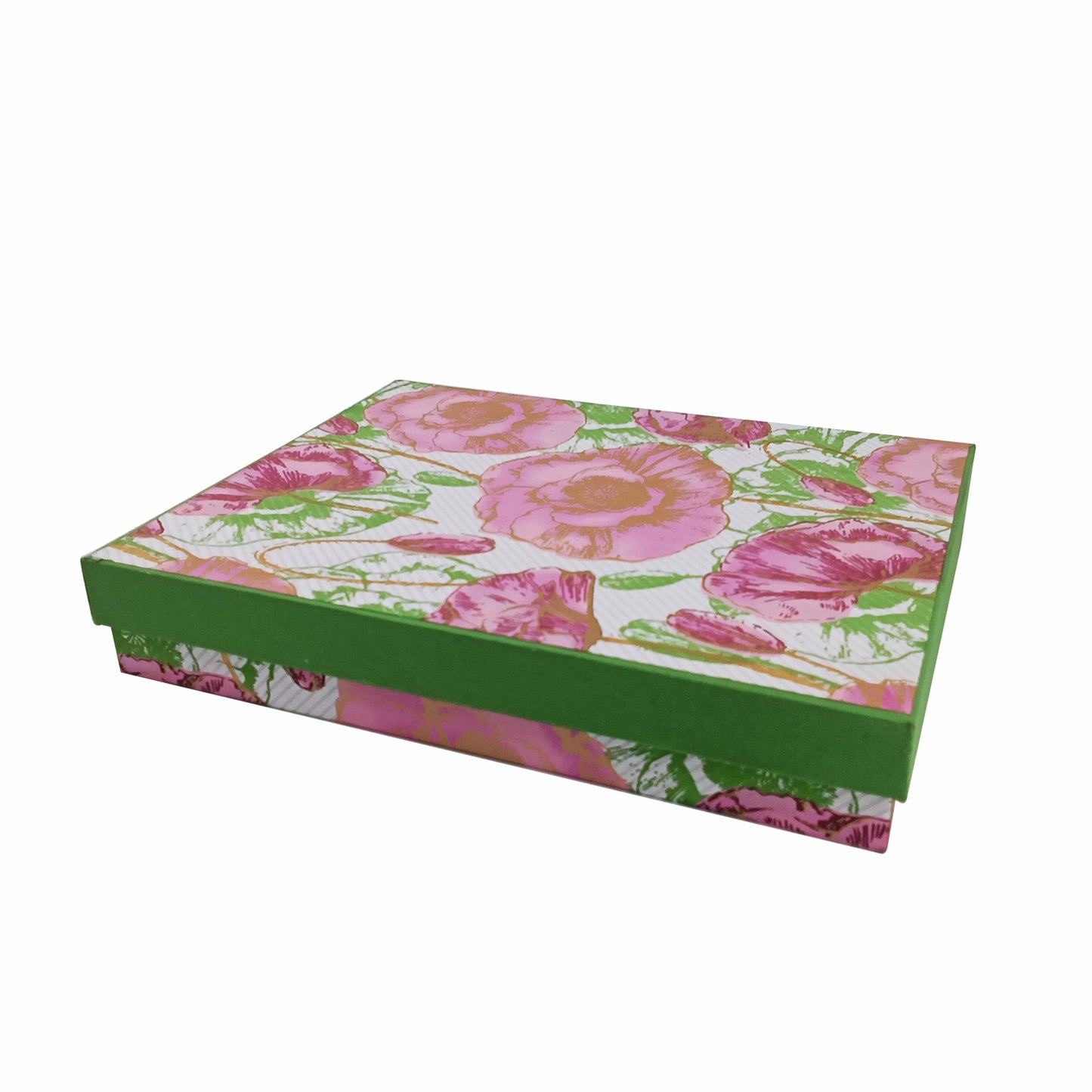 Rectangular Cardboard Gift Box in Silk Screened Handmade Paper